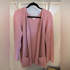 POL Women's Chenille Blush/Pink Open-Front Cardigan Medium
